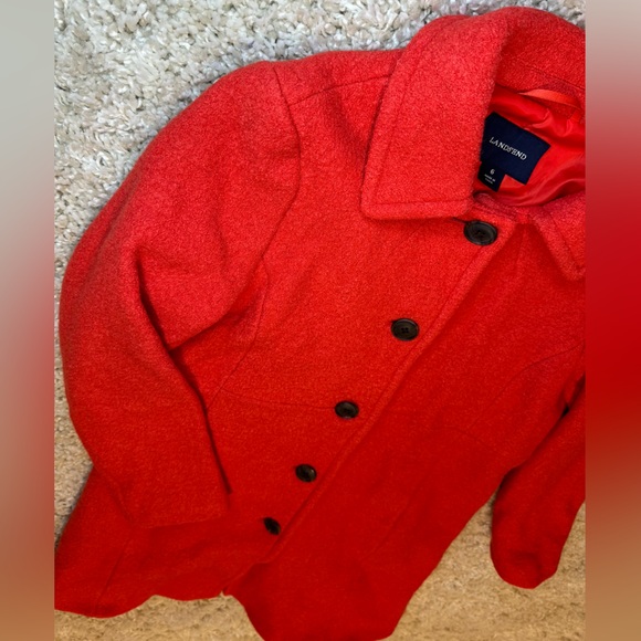 Lands End Red/Orange Pea Coat - Picture 7 of 12